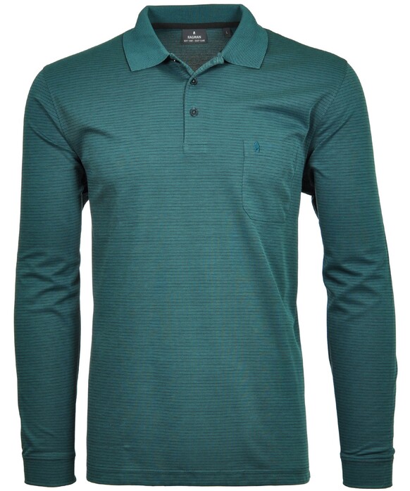 Ragman Softknit Polo Fineline Donker Blauwgroen