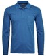 Ragman Softknit Polo Longsleeve Uni Breast Pocket Poloshirt Blue Melange Dark