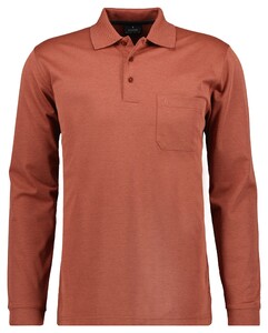Ragman Softknit Polo Longsleeve Uni Breast Pocket Poloshirt Burnt Orange