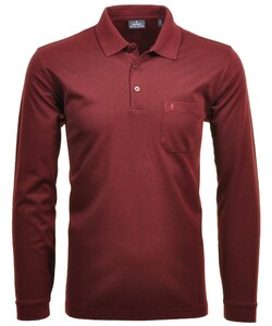 Ragman Softknit Polo Longsleeve Uni Breast Pocket Poloshirt Red