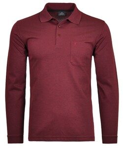 Ragman Softknit Polo Longsleeve Uni Breast Pocket Poloshirt Terra Red