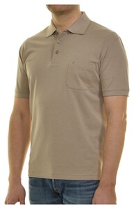 Ragman Softknit Poloshirt Breast Pocket Pima Cotton Mix Beige