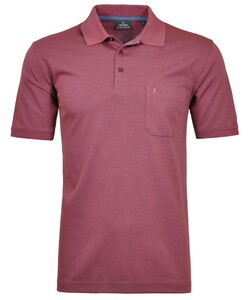 Ragman Softknit Poloshirt Breast Pocket Pima Cotton Mix Berry Melange
