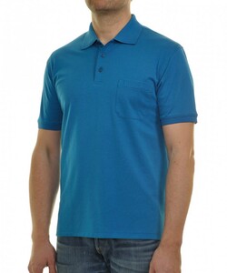 Ragman Softknit Poloshirt Breast Pocket Pima Cotton Mix Blue Turquoise