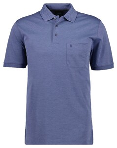 Ragman Softknit Poloshirt Breast Pocket Pima Cotton Mix Turquoise Blue Melange