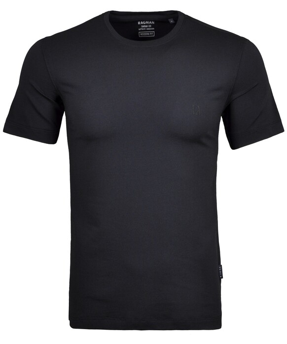 Ragman Softknit Round Neck Body Fit T-Shirt Zwart