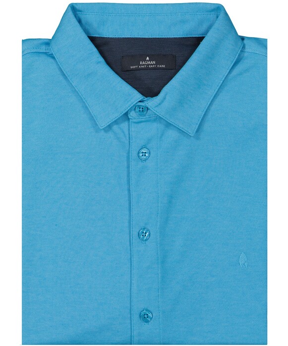 Ragman Softknit Short Sleeve Easy Care Overhemd Light Blue Melange