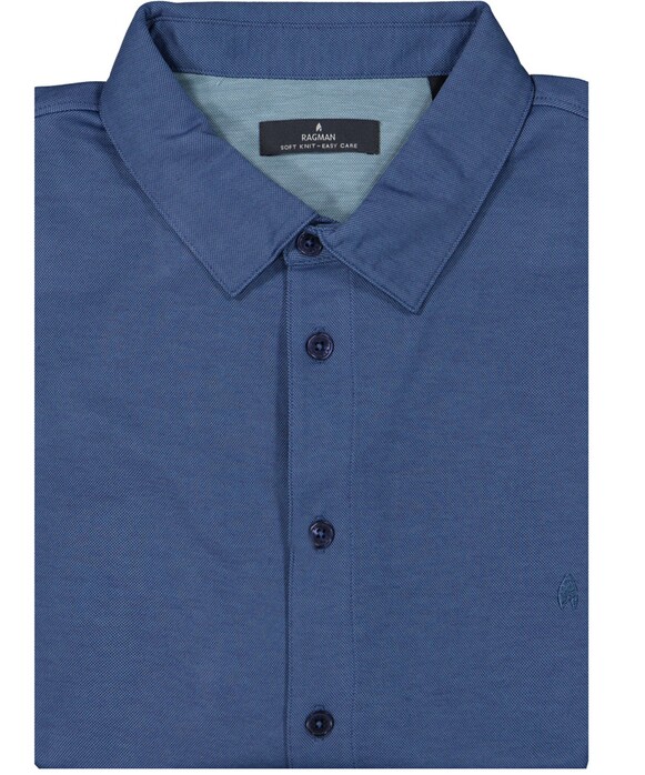 Ragman Softknit Short Sleeve Easy Care Shirt Mid Blue