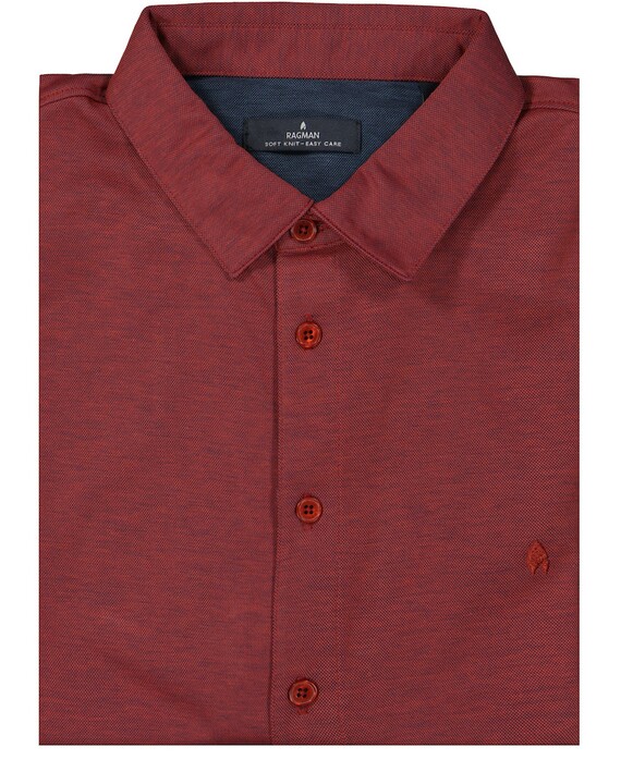 Ragman Softknit Short Sleeve Easy Care Shirt Red Berry