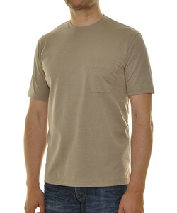 Ragman Softknit Uni Easy Care Round Neck Breast Pocket T-Shirt Beige