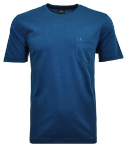 Ragman Softknit Uni Easy Care Round Neck Breast Pocket T-Shirt Blue Melange