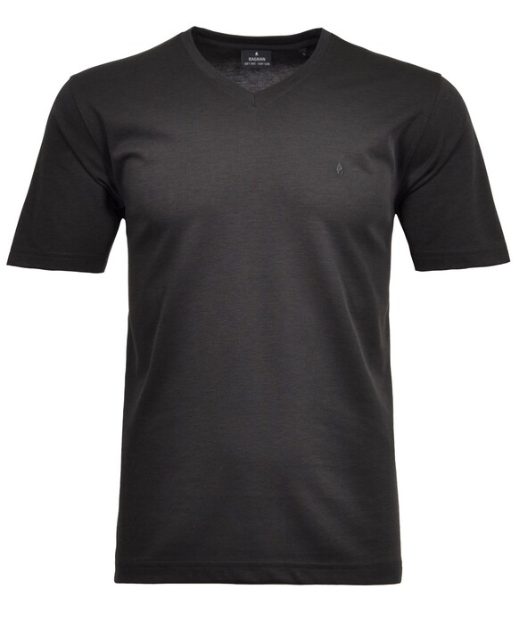 Ragman Softknit Uni Easy Care V-Neck T-Shirt Anthracite Grey