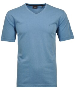 Ragman Softknit Uni Easy Care V-Neck T-Shirt Blue Melange Dark
