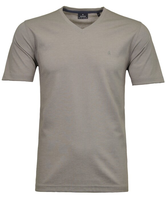 Ragman Softknit Uni Easy Care V-Neck T-Shirt Greybeige