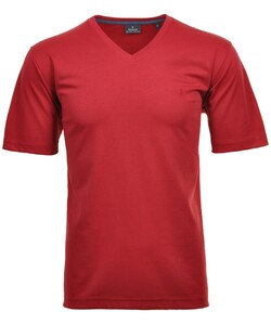 Ragman Softknit Uni Easy Care V-Neck T-Shirt Strawberry