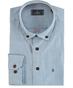 Ragman Stripe Button Down Authentic Overhemd Donker Blauw