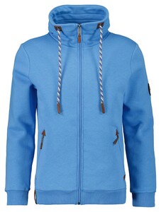 Ragman Summer Sweat Cardigan High Zip Multicolor Drawstring Light Blue