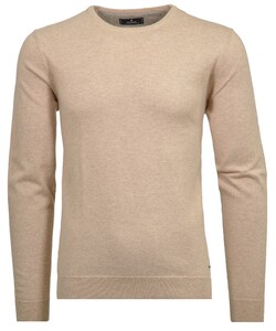 Ragman Supersoft Knit Pullover Knitted Elbow Patches Beige