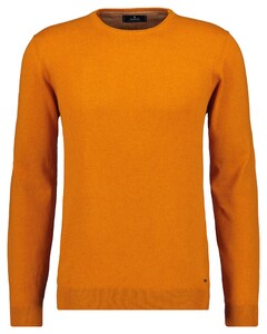 Ragman Supersoft Knit Pullover Knitted Elbow Patches Fine Orange
