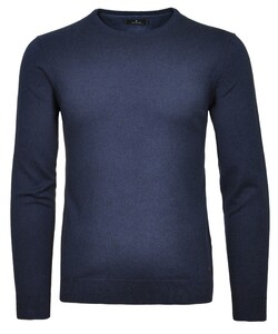 Ragman Supersoft Knit Pullover Knitted Elbow Patches Marine