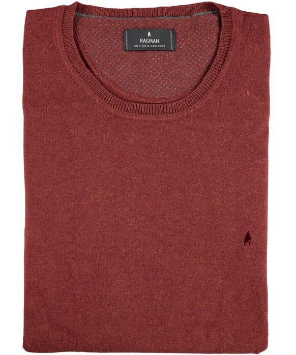 Ragman Supersoft Knit Pullover Knitted Elbow Patches Rust