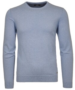 Ragman Supersoft Knit Pullover Knitted Elbow Patches Trui Blauw Melange