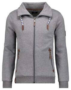 Ragman Sweat Cardigan Stand Up Drawstring Collar Vest Grijs