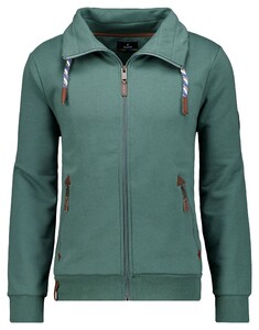 Ragman Sweat Cardigan Stand Up Drawstring Collar Vest Groen