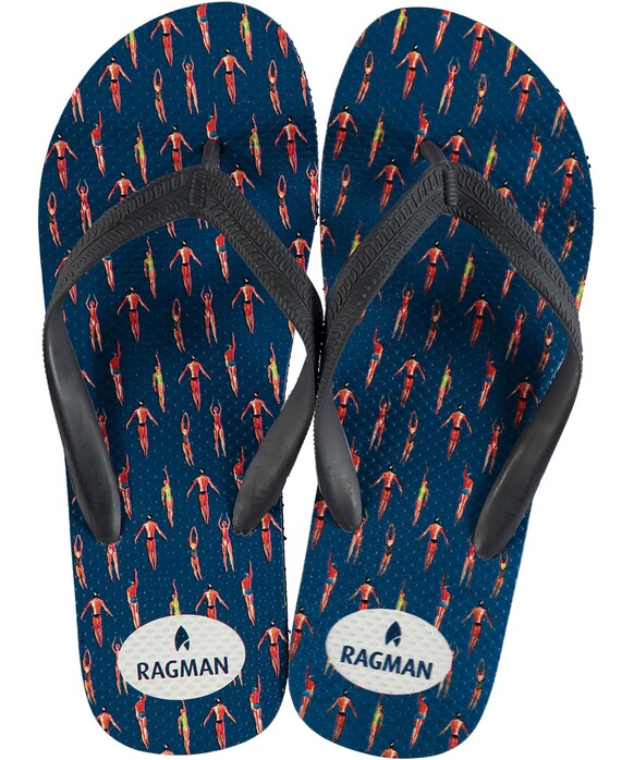 Ragman Swimmer Pattern Slippers Dark Blue-Multi