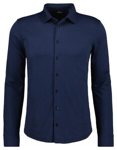 Ragman Uni Color Pima Cotton Jersey Kent Overhemd Donker Blauw