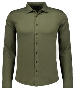 Ragman Uni Color Pima Cotton Jersey Kent Overhemd Donker Groen