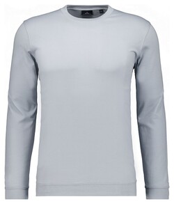 Ragman Uni Color Round Neck Long Sleeve Bottom Rib T-Shirt Silver