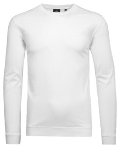 Ragman Uni Color Round Neck Long Sleeve Bottom Rib T-Shirt Wit