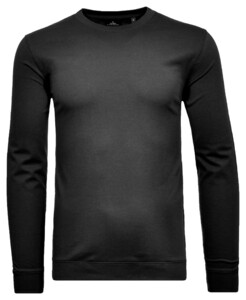 Ragman Uni Color Round Neck Long Sleeve Bottom Rib T-Shirt Zwart