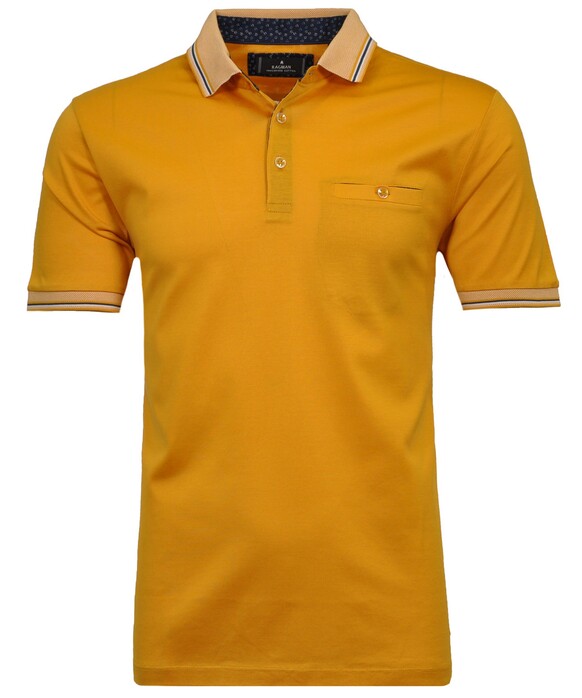 Ragman Uni Contrast Detail Mercerized Cotton Poloshirt Corn Yellow
