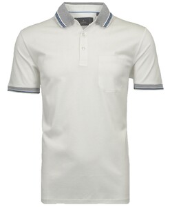 Ragman Uni Contrast Detail Mercerized Cotton Poloshirt White