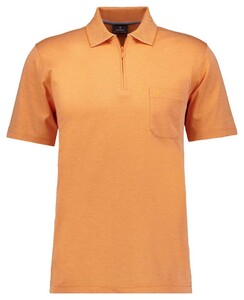 Ragman Uni Easy Care Zipper Poloshirt Pima Cotton Mix Abrikoos