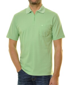 Ragman Uni Easy Care Zipper Poloshirt Pima Cotton Mix Apple Green