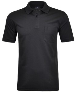 Ragman Uni Easy Care Zipper Poloshirt Pima Cotton Mix Black
