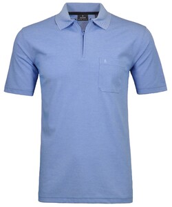 Ragman Uni Easy Care Zipper Poloshirt Pima Cotton Mix Blue