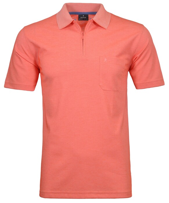 Ragman Uni Easy Care Zipper Poloshirt Pima Cotton Mix Bright Red