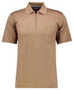 Ragman Uni Easy Care Zipper Poloshirt Pima Cotton Mix Chestnut