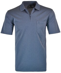 Ragman Uni Easy Care Zipper Poloshirt Pima Cotton Mix Dark Azure