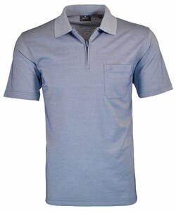 Ragman Uni Easy Care Zipper Poloshirt Pima Cotton Mix Duivenblauw