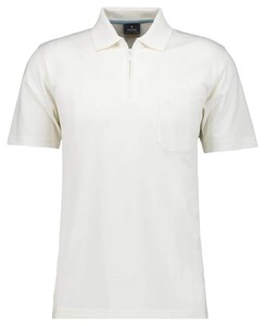Ragman Uni Easy Care Zipper Poloshirt Pima Cotton Mix Ecru