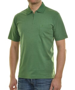 Ragman Uni Easy Care Zipper Poloshirt Pima Cotton Mix Emerald
