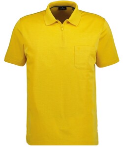 Ragman Uni Easy Care Zipper Poloshirt Pima Cotton Mix Geel Melange