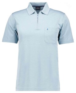 Ragman Uni Easy Care Zipper Poloshirt Pima Cotton Mix Mint Blue