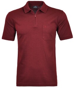 Ragman Uni Easy Care Zipper Poloshirt Pima Cotton Mix Red