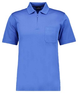 Ragman Uni Easy Care Zipper Poloshirt Pima Cotton Mix Royal Blue